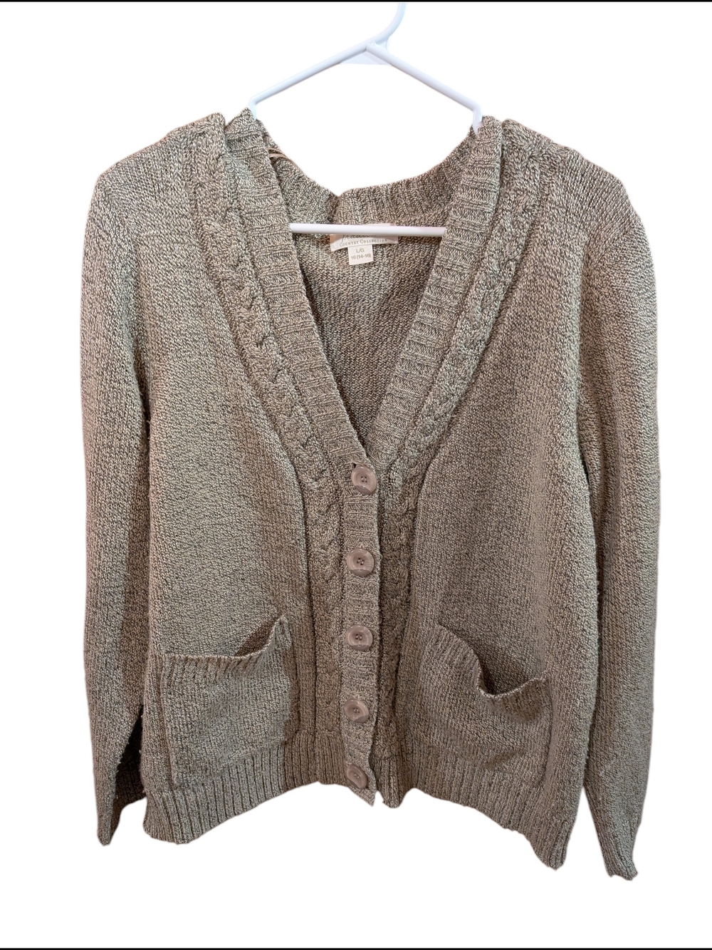 Cozy Taupe Knit Button-Front Cardigan Sweater